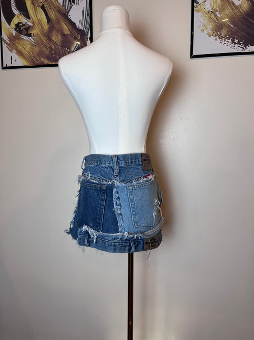Denim Patchwork Skirt